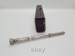 Ancien Nécessaire d' Écriture de Voyage. Argent Massif. Porte-Plume. Porte Mine