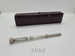 Ancien Nécessaire d' Écriture de Voyage. Argent Massif. Porte-Plume. Porte Mine