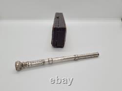 Ancien Nécessaire d' Écriture de Voyage. Argent Massif. Porte-Plume. Porte Mine