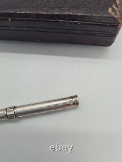 Ancien Nécessaire d' Écriture de Voyage. Argent Massif. Porte-Plume. Porte Mine