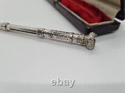 Ancien Nécessaire d' Écriture de Voyage. Argent Massif. Porte-Plume. Porte Mine