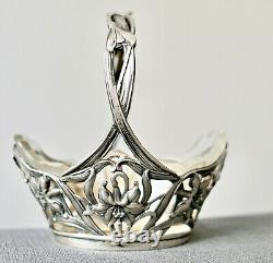 Ancien Panier À Bijoux Vide Poche Argent Massif Poinçon 800 Époque Art Nouveau
