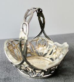 Ancien Panier À Bijoux Vide Poche Argent Massif Poinçon 800 Époque Art Nouveau