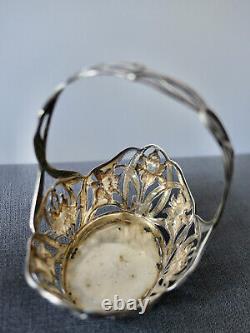 Ancien Panier À Bijoux Vide Poche Argent Massif Poinçon 800 Époque Art Nouveau