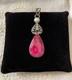 Ancien Pendentif Argent Massif Véritable Énorme Rubis Perle Art Déco