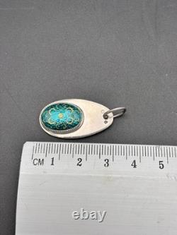 Ancien Pendentif Bijoux Émaux Bressans, Argent Massif