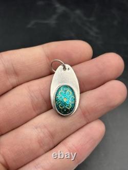 Ancien Pendentif Bijoux Émaux Bressans, Argent Massif