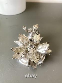 Ancien Porte-Cure-Dents en Argent Massif (ARG 1000) Figurine Chérubin / Putti