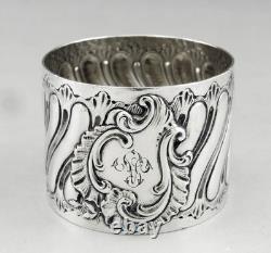 Ancien Rond de serviette en argent massif poinçon minerve époque fin 19ème