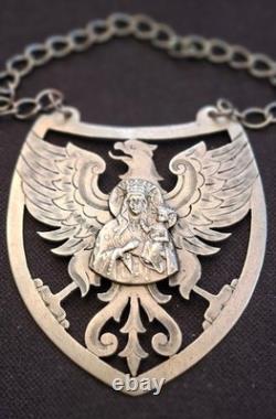 Ancien Ryngraf patriotique polonais ciselé en argent massif 875/1000 (1920-1931)