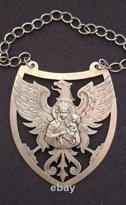 Ancien Ryngraf patriotique polonais ciselé en argent massif 875/1000 (1920-1931)