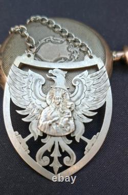 Ancien Ryngraf patriotique polonais ciselé en argent massif 875/1000 (1920-1931)