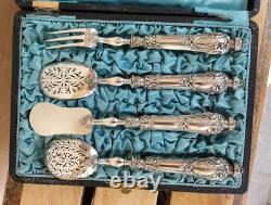 Ancien Service A Mignardises Hors D'oeuvres Argent Massif Poinçon Minerve Silver