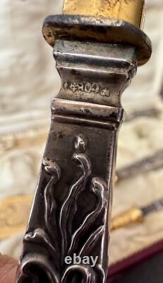 Ancien Service Art Nouveau à découpé, Manche en Argent Massif Poinçon 800
