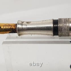 Ancien Stylo à Plume a Pompe ARGENT MASSIF et Plume Or 18K Année 1930