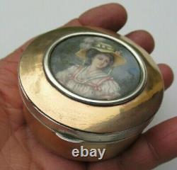 Ancien Tabatiere Argent Massif Miniature Boite Art Populaire Antique Snuff Box