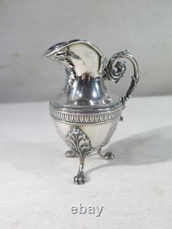Ancien Tres Joli Petit Pot A Lait Argent Massif Tete De Griffon Style Louis XV