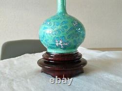 Ancien Vase Argent Massif Emaux Cloisonne Corée Korean Enamel Sterling Silver