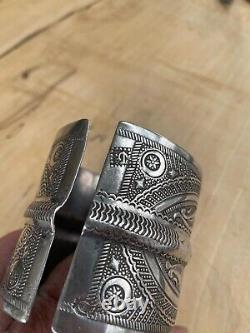 Ancien bijoux bracelet argent massif cornaline Russe orientale Turkmen ethnique