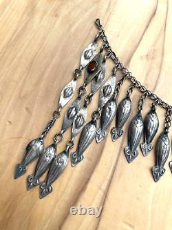 Ancien bijoux collier diadème en argent massif Russe orientale Turkmen ethnique