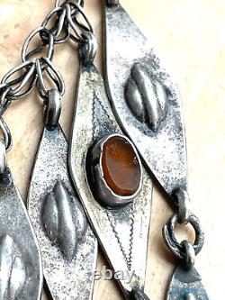 Ancien bijoux collier diadème en argent massif Russe orientale Turkmen ethnique