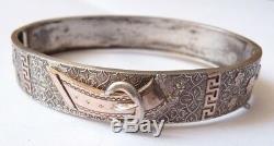 Ancien bracelet argent massif 19e siècle silver forme ceinture
