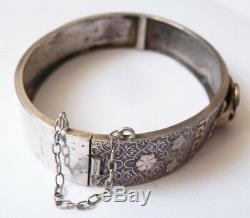 Ancien bracelet argent massif 19e siècle silver forme ceinture