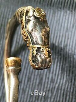 Ancien bracelet argent massif et or Arthus Bertrand cheval RARE