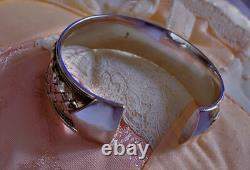 Ancien bracelet argent massif jonc ouvert tressé old french bracelet cuff silver