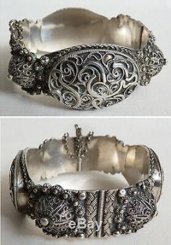 Ancien bracelet en argent massif ethnique Maghreb silver bracelet