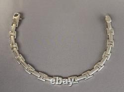 Ancien bracelet gourmette argent massif bijou bracelet maille H ermès