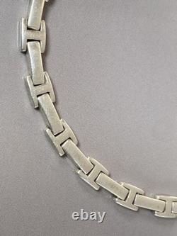 Ancien bracelet gourmette argent massif bijou bracelet maille H ermès