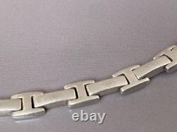 Ancien bracelet gourmette argent massif bijou bracelet maille H ermès