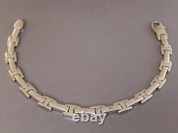 Ancien bracelet gourmette argent massif bijou bracelet maille H ermès