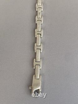 Ancien bracelet gourmette argent massif bijou bracelet maille H ermès