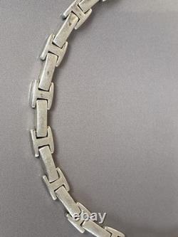 Ancien bracelet gourmette argent massif bijou bracelet maille H ermès