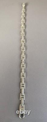 Ancien bracelet gourmette argent massif bijou bracelet maille H ermès