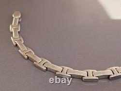 Ancien bracelet gourmette argent massif bijou bracelet maille H ermès
