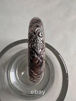 Ancien bracelet jonc grelots intérieur en argent massif poinçon 925