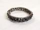 Ancien Bracelet Jonc Ouvrant En Argent 925 Pav&eacute; D'onyx Noir Et Marcassites
