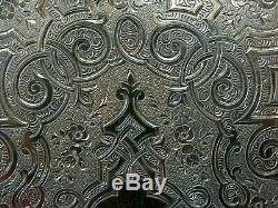 Ancien carnet de bal en argent ciselé massif tableau miniature peinte porte mine