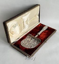 Ancien coffret pelle à asperges argent massif sterling silver minerve orfèvre