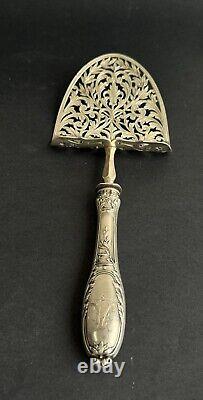 Ancien coffret pelle à asperges argent massif sterling silver minerve orfèvre