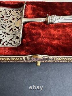 Ancien coffret pelle à asperges argent massif sterling silver minerve orfèvre
