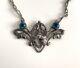 Ancien Collier Art Nouveau Argent Massif Verre Bijoux Charles Horner