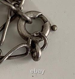 Ancien collier Art Nouveau argent massif verre bijoux Charles Horner