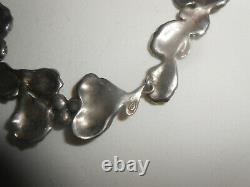 Ancien collier feuilles et perles en argent massif 925 27 grs