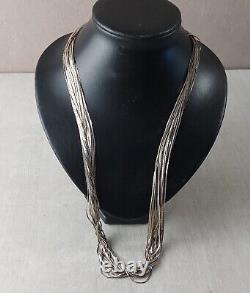 Ancien collier multi chaîne / rang X 30, en argent massif