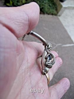 Ancien collier ras de cou en argent massif 925 pendentif tête de bélier