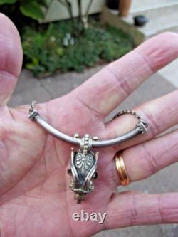 Ancien collier ras de cou en argent massif 925 pendentif tête de bélier